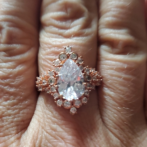 STERLING SILVER ROSE GOLD FANCY PEAR - Picture 1 of 4